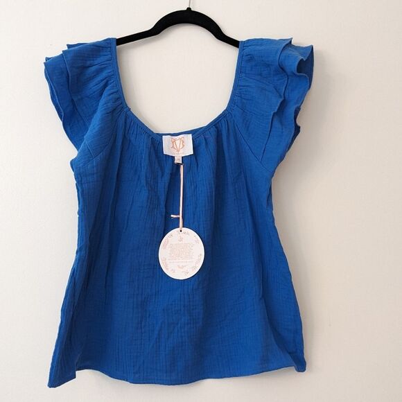Victoria Dunn Lounge Flutter Sleeve Shirt - Picture 1 of 3